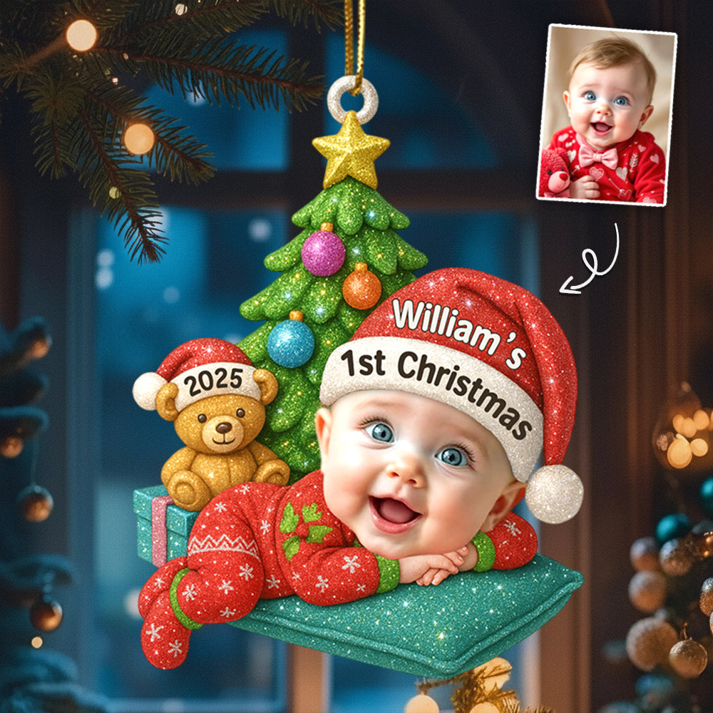 Sleeping Baby In Christmas Personalized Acrylic Ornament Baby's 1st Christmas T1807 Hv01