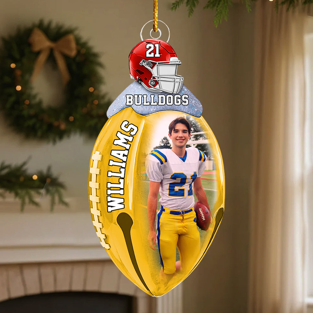 Football Bell Christmas Ornaments - Custom Photo Football Acrylic Ornaments Gift For Football Lovers Tu24 Hv01
