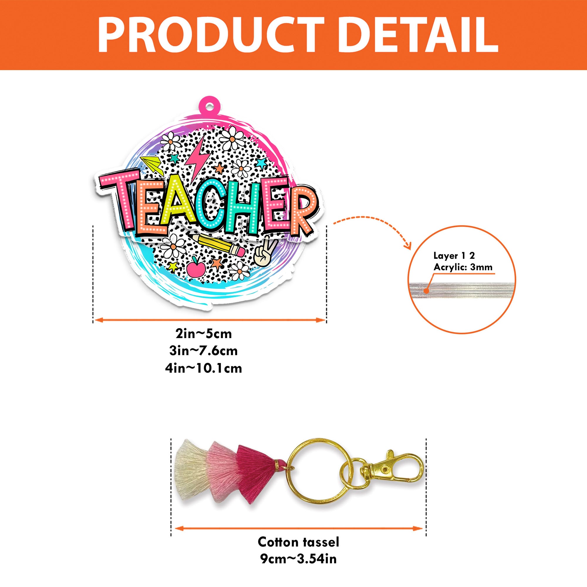 Custom Teacher Name And Title 2 Layered Keychain