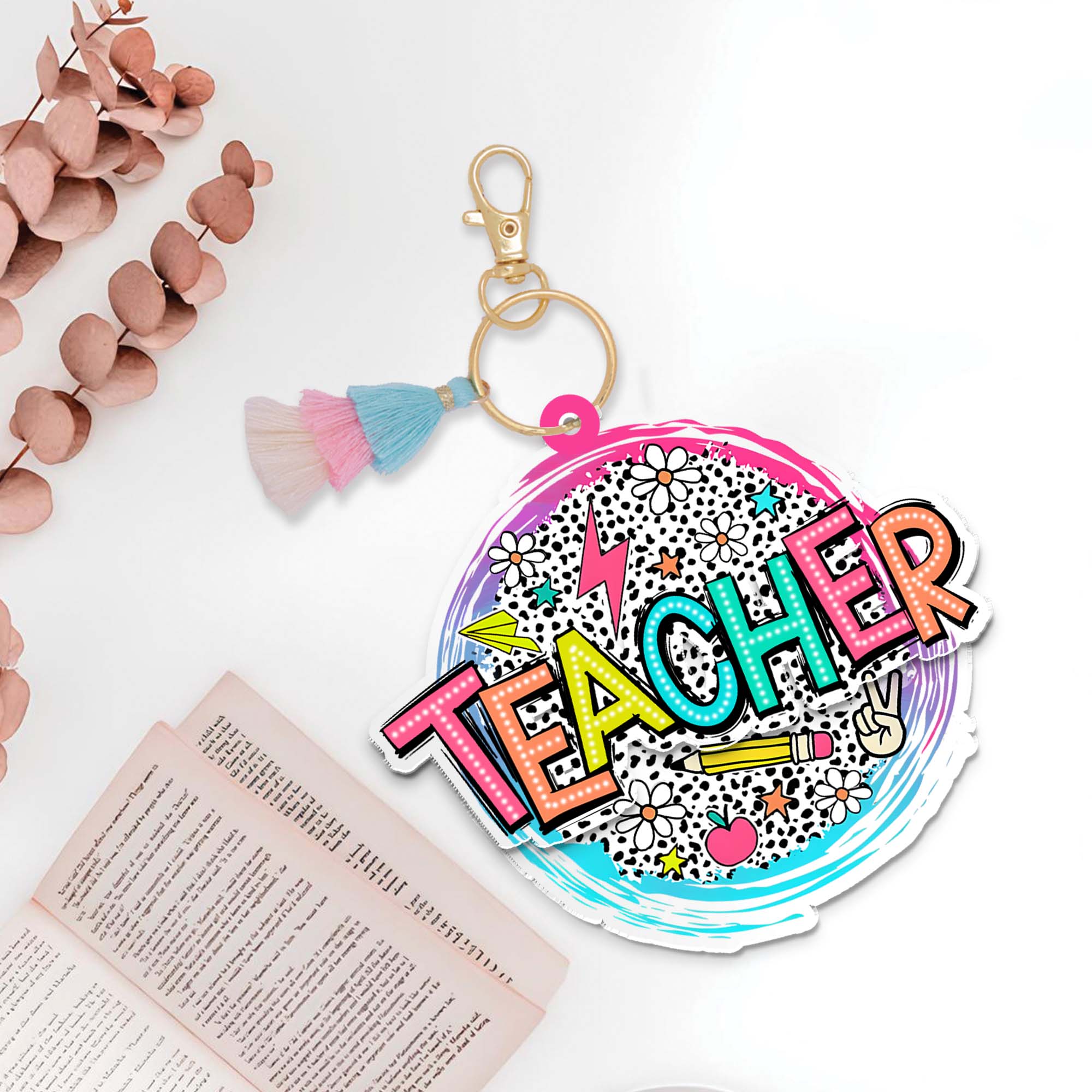 Custom Teacher Name And Title 2 Layered Keychain