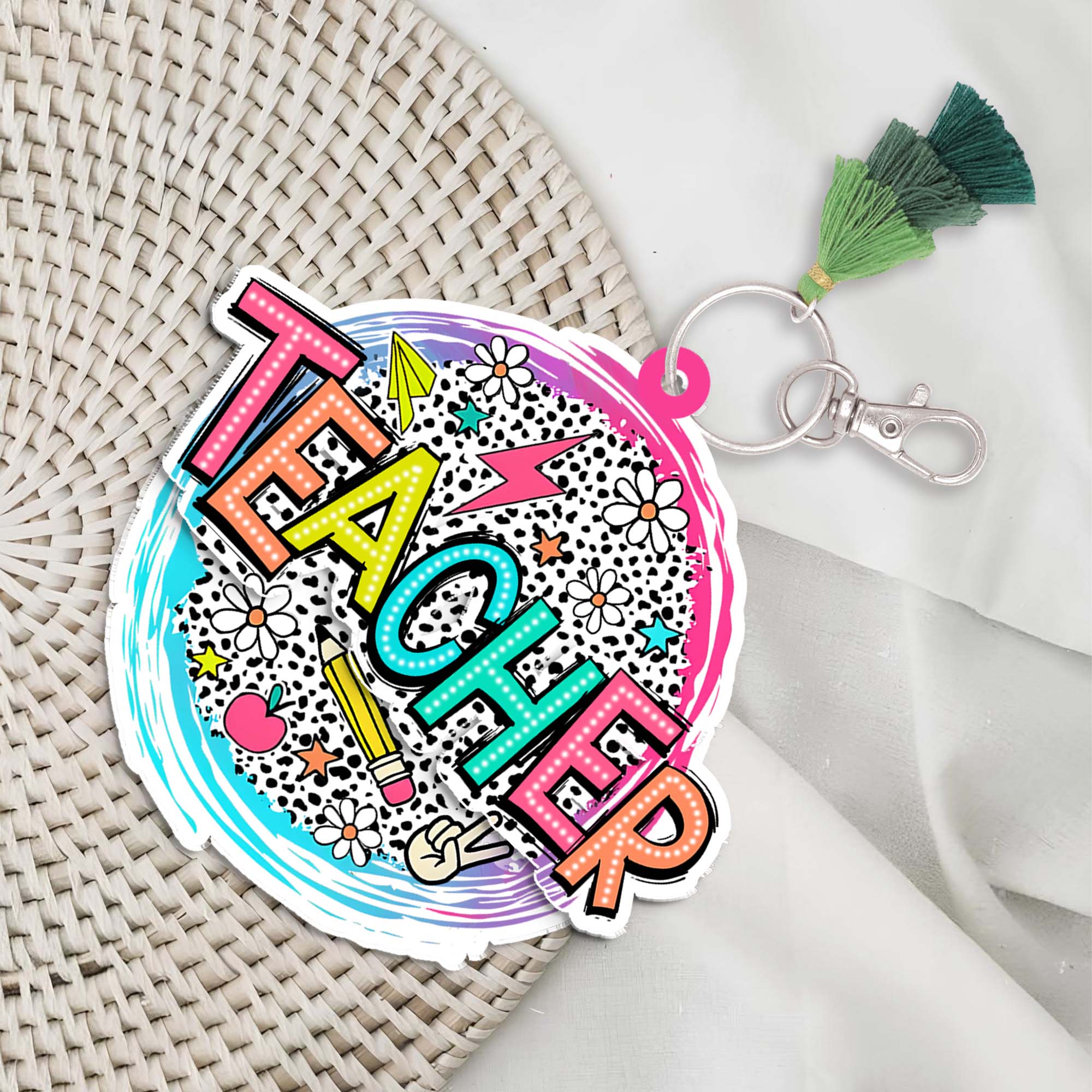 Custom Teacher Name And Title 2 Layered Keychain