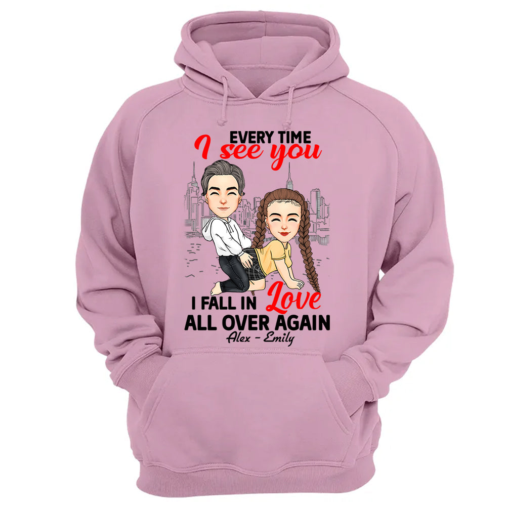 Every Time I See You I Fall In Love All Over Again - Personalized Shirt For Couple