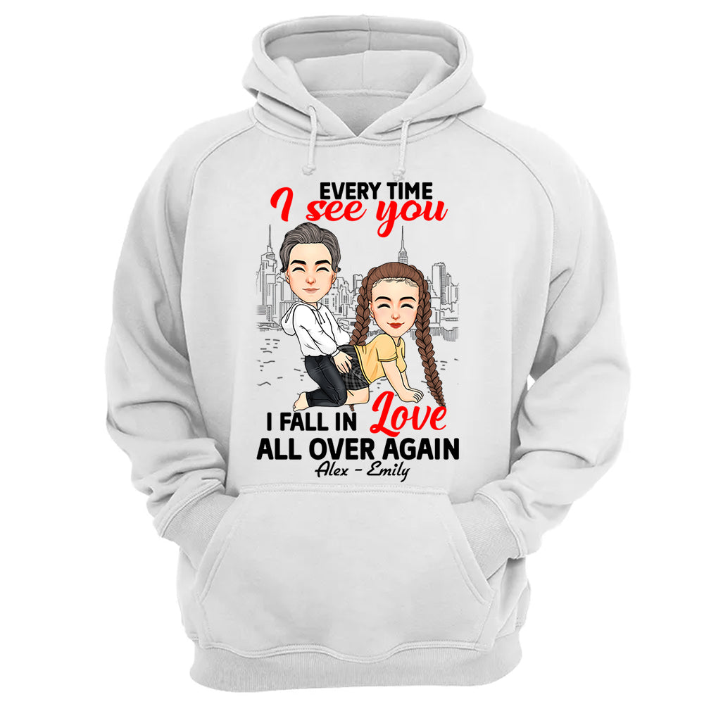 Every Time I See You I Fall In Love All Over Again - Personalized Shirt For Couple