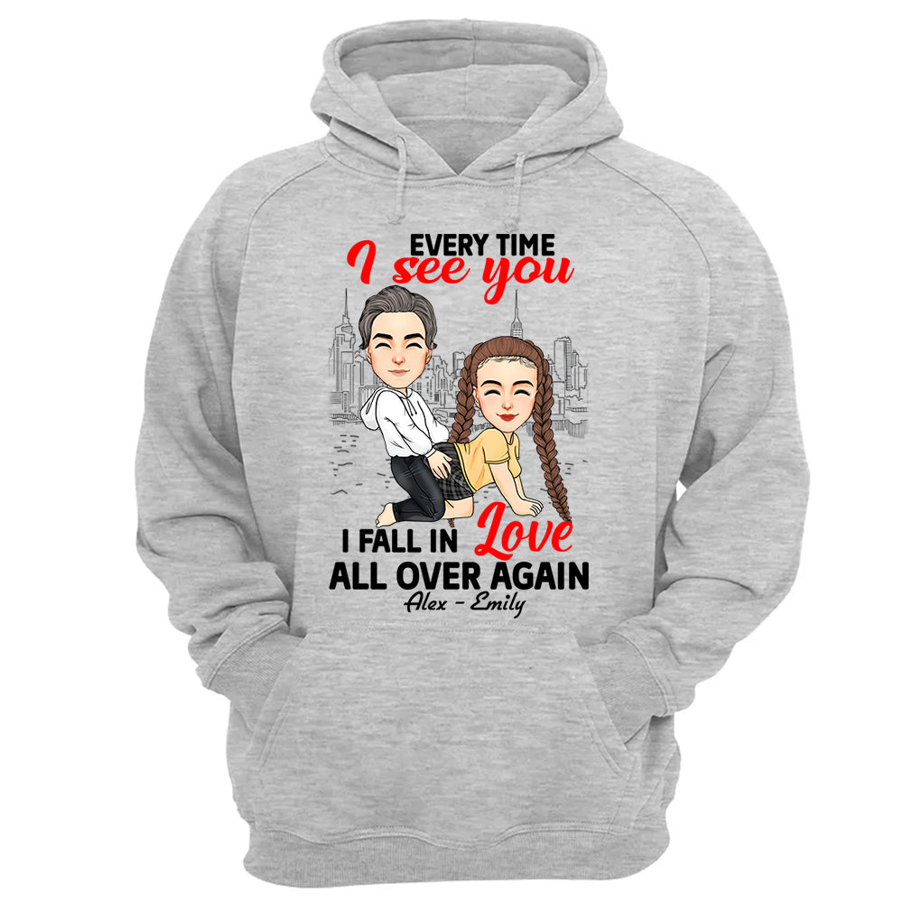 Every Time I See You I Fall In Love All Over Again - Personalized Shirt For Couple