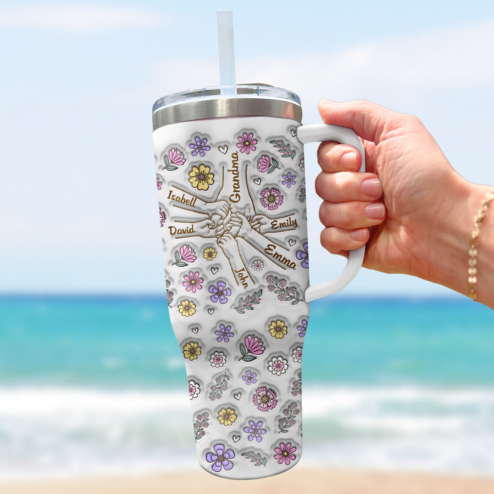 Mother's Day - Personalized 3D Inflected Stainless Steel Tumbler For Grandma