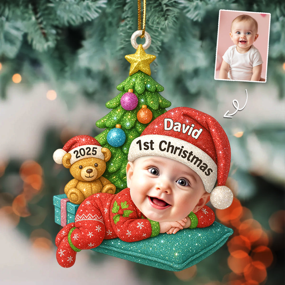 Sleeping Baby In Christmas Personalized Acrylic Ornament Baby's 1st Christmas T1807 Hv01