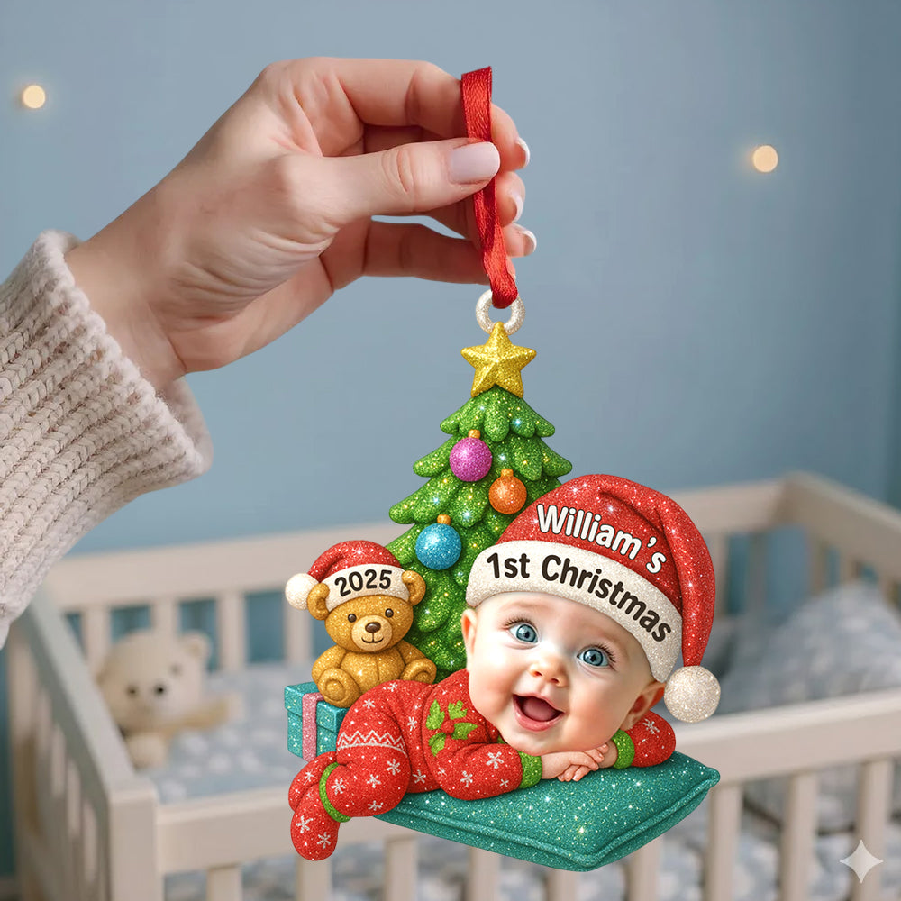 Sleeping Baby In Christmas Personalized Acrylic Ornament Baby's 1st Christmas T1807 Hv01