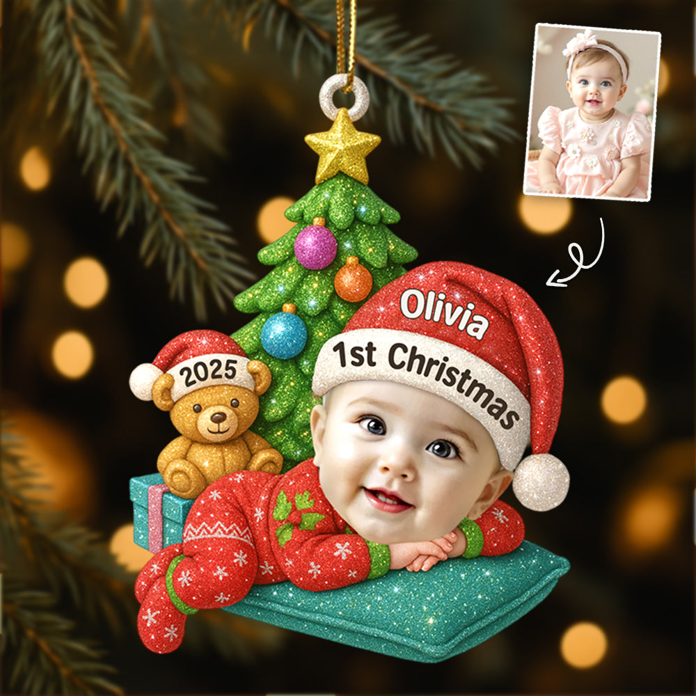 Sleeping Baby In Christmas Personalized Acrylic Ornament Baby's 1st Christmas T1807 Hv01