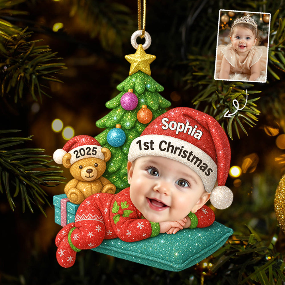 Sleeping Baby In Christmas Personalized Acrylic Ornament Baby's 1st Christmas T1807 Hv01