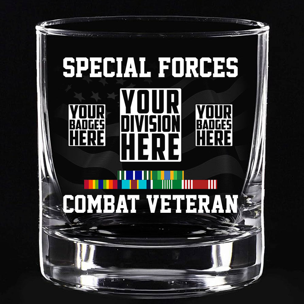 Custom Division Badges Ribbons Whiskey Glasses Gift For Veteran H2511