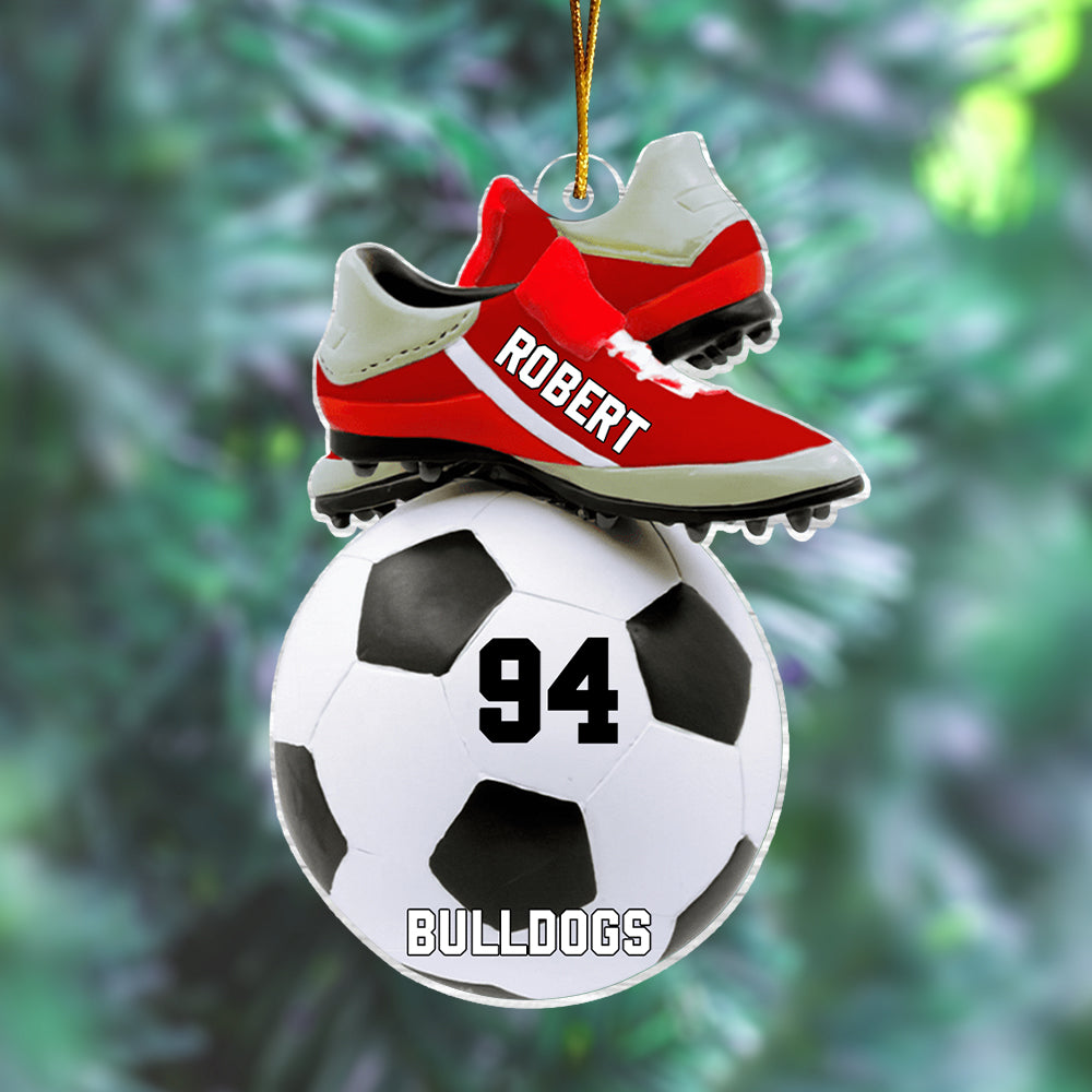 Personalized Soccer Christmas Ornament, Custom Name Number and Color Ornament, Gift for Soccer Players Soccer Ball, Xmas Tree Decor