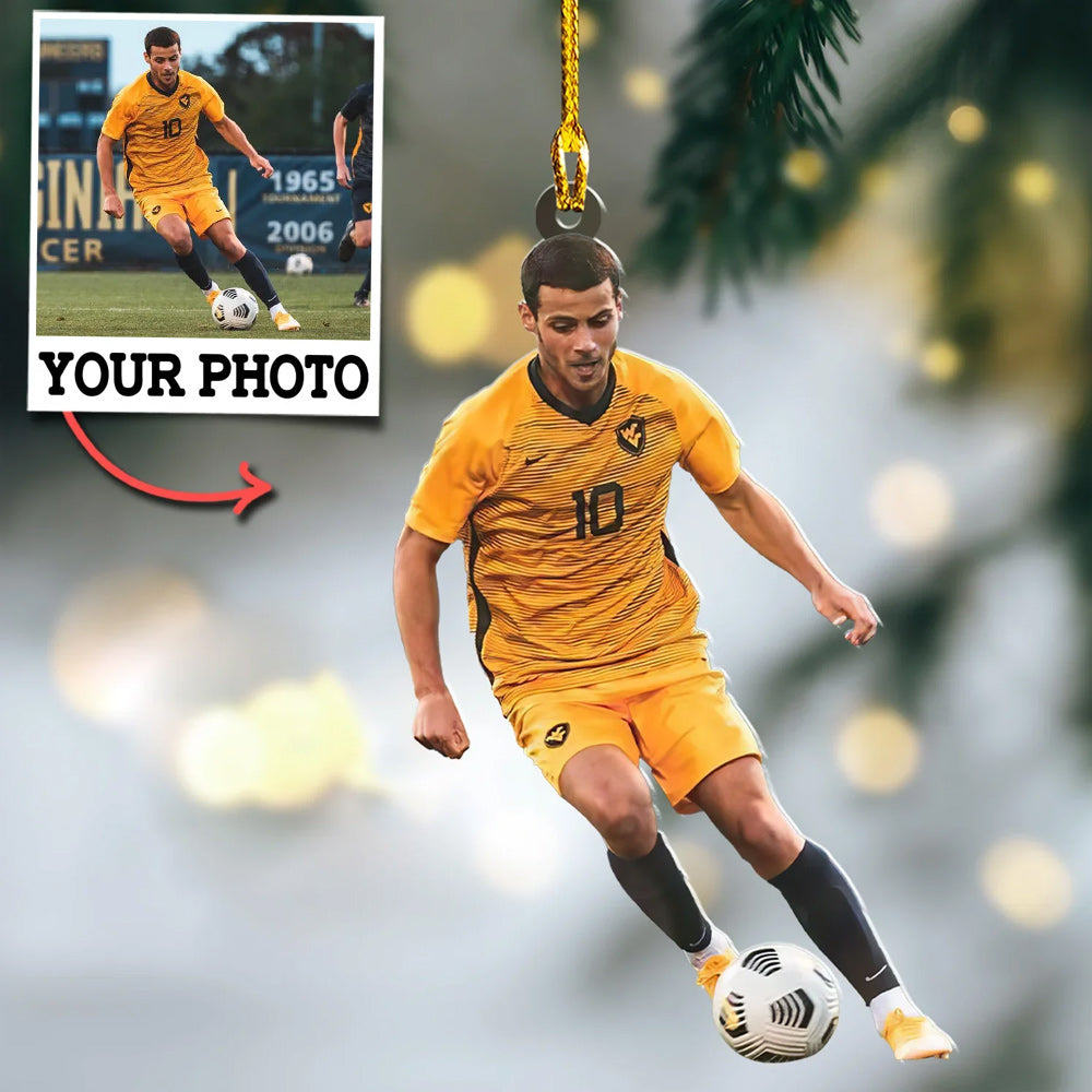 Custom Photo Ornament Gift For Soccer Player - Personalized Upload Photo Soccer Team Ornament Gift For Soccer Lovers