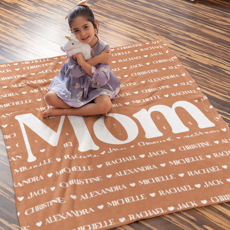 Mom Blanket, Custom Name Blanket, Fleece, Sherpa Blanket, Personalized Family Name Blanket