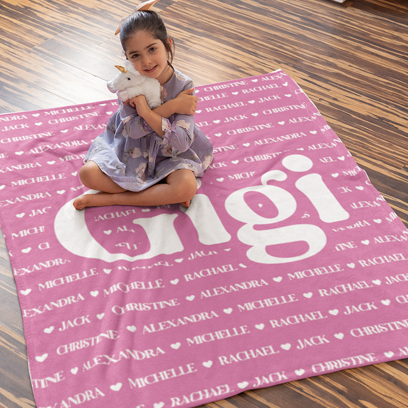 Gigi Blanket, Custom Name Blanket, Fleece, Sherpa Blanket, Personalized Family Name Blanket