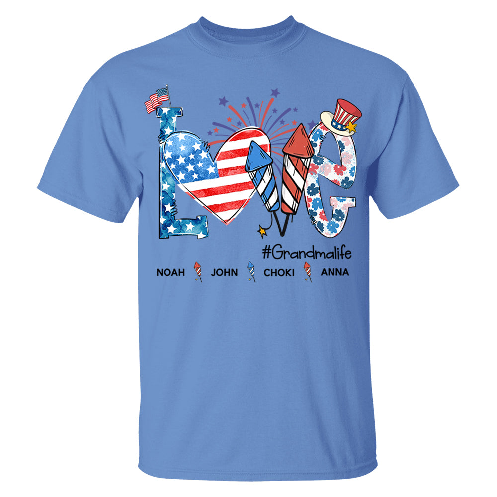Personalized Love Grandma Life Shirt, 4th of July Shirt, American Grandma Shirt