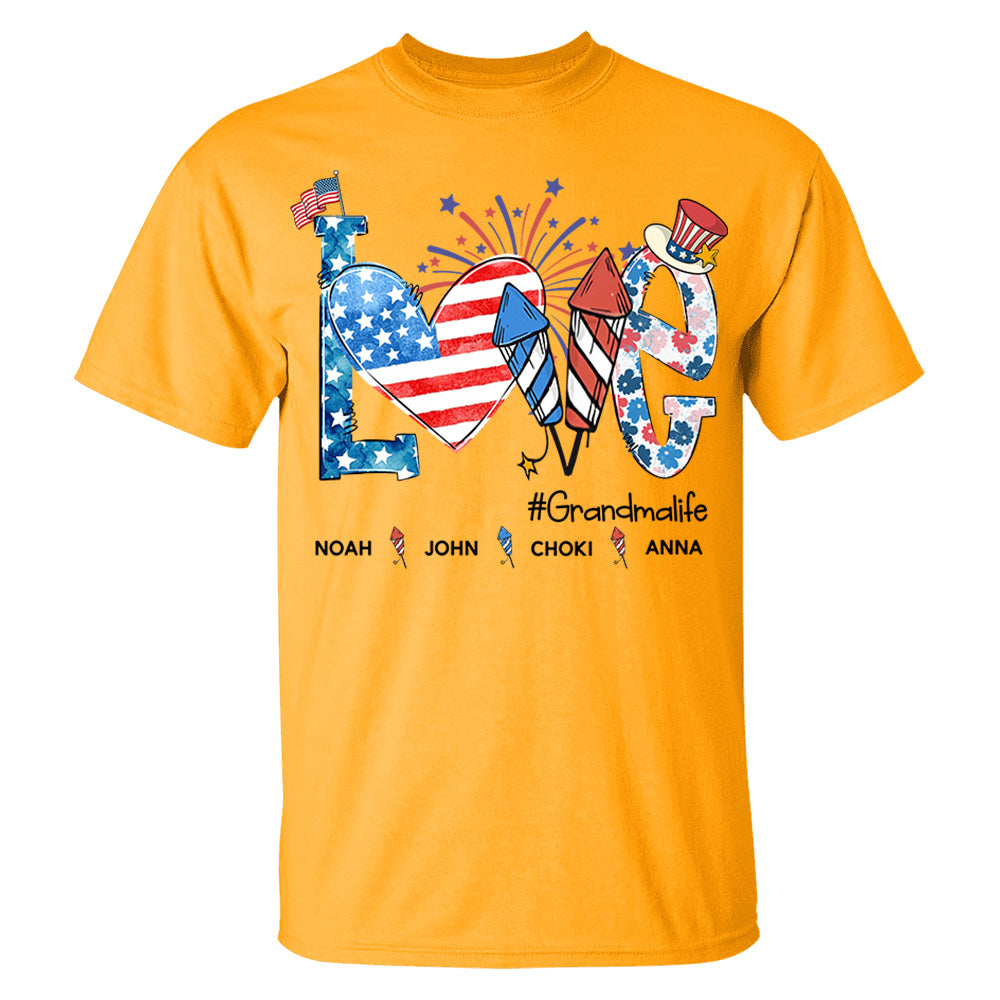 Personalized Love Grandma Life Shirt, 4th of July Shirt, American Grandma Shirt