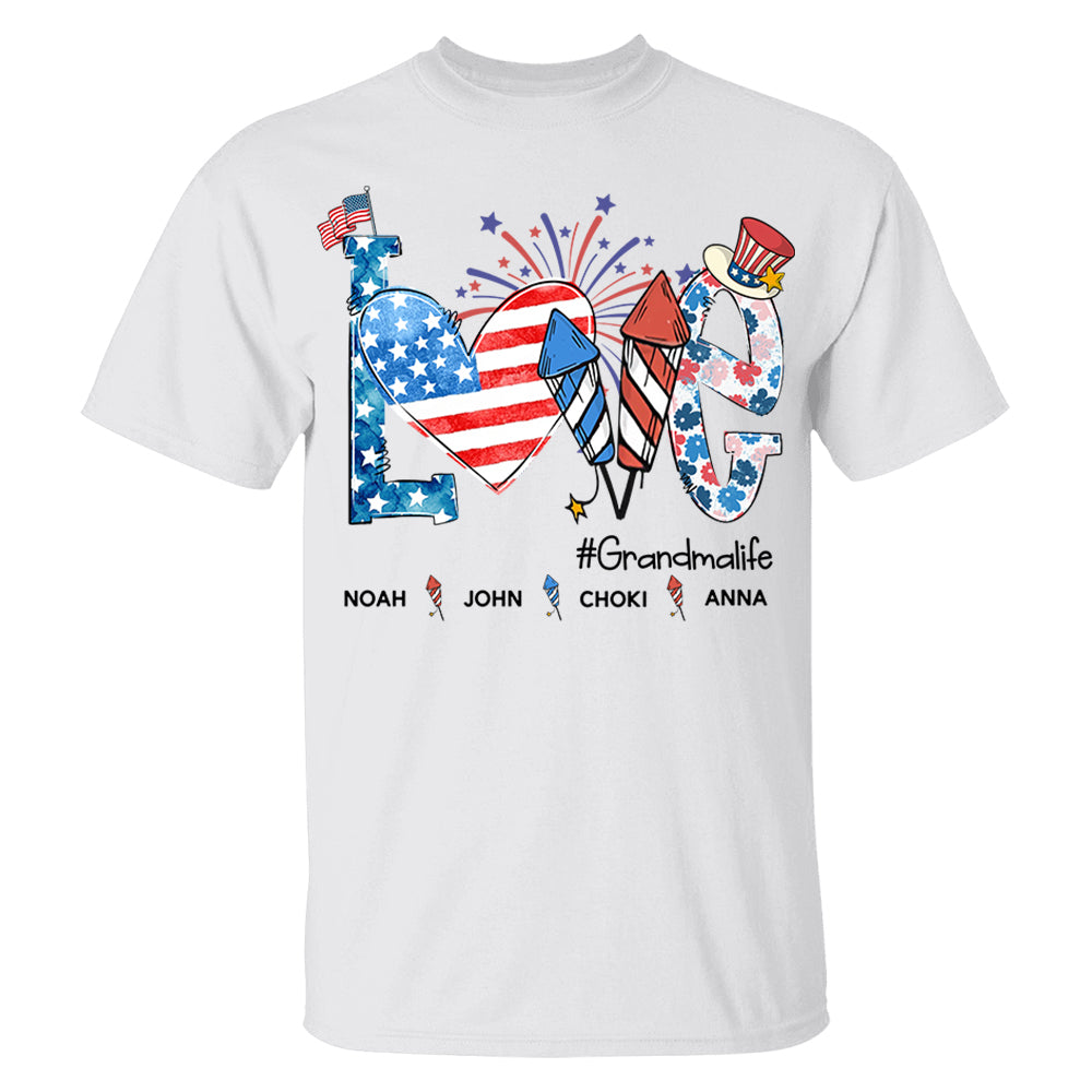 Personalized Love Grandma Life Shirt, 4th of July Shirt, American Grandma Shirt