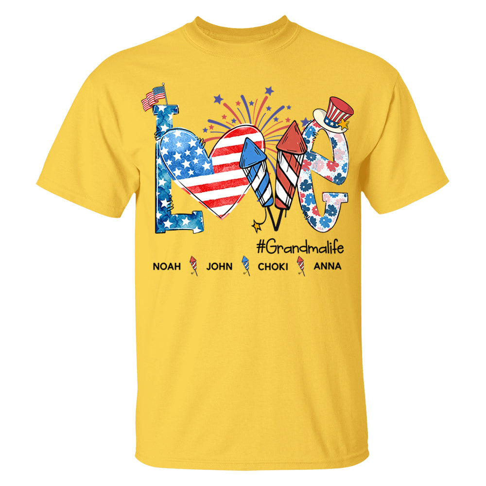 Personalized Love Grandma Life Shirt, 4th of July Shirt, American Grandma Shirt