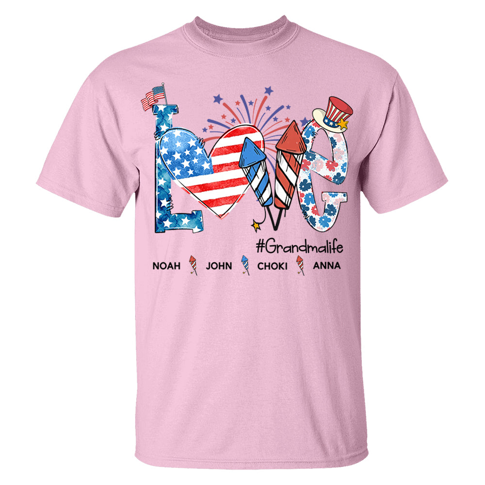 Personalized Love Grandma Life Shirt, 4th of July Shirt, American Grandma Shirt