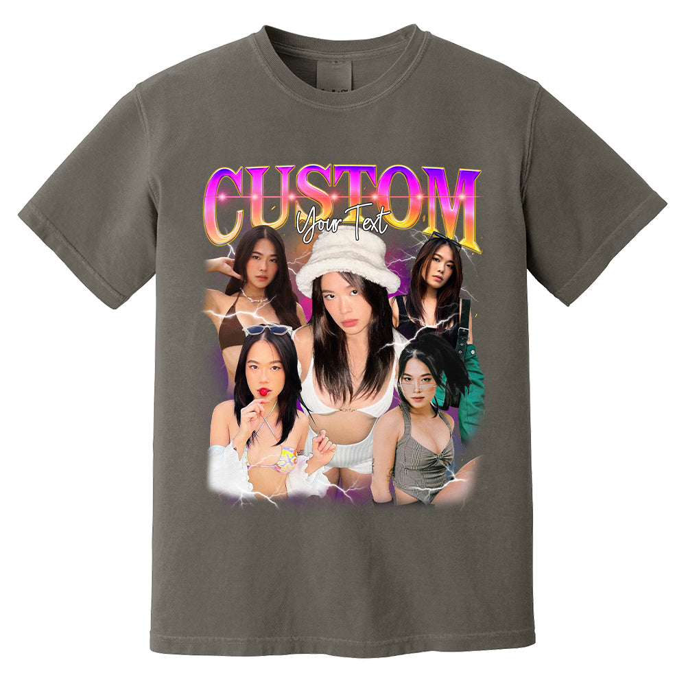 Custom Bootleg Rap Tee, Custom Bootleg Comfort Color Shirt, 90s Vintage Bootleg Shirt, Custom your own Photo, Vintage Graphic Gift