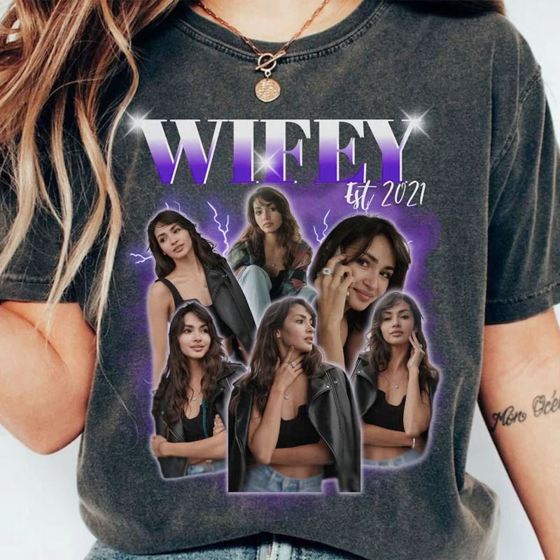 Personalized Bootleg Shirt, 90s Bootleg Shirt, Retro Bootleg, Custom Girlfriend Vintage Washed Shirt, Personalized Photo,Gift For Boyfriend