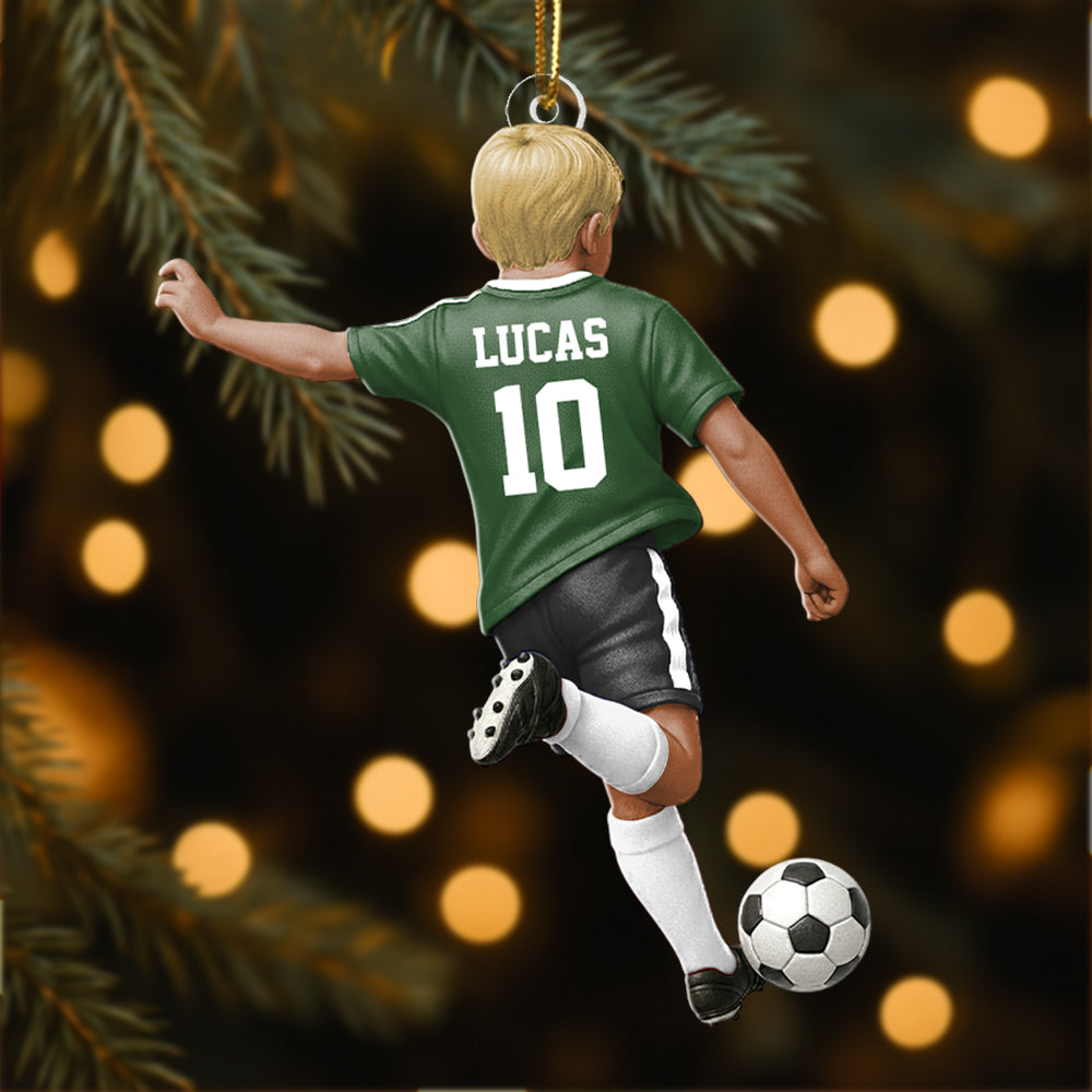 Personalized Little Boy/Girl/Kid Soccer Players Acrylic Christmas Ornament - Gift For Soccer Lovers Hv01