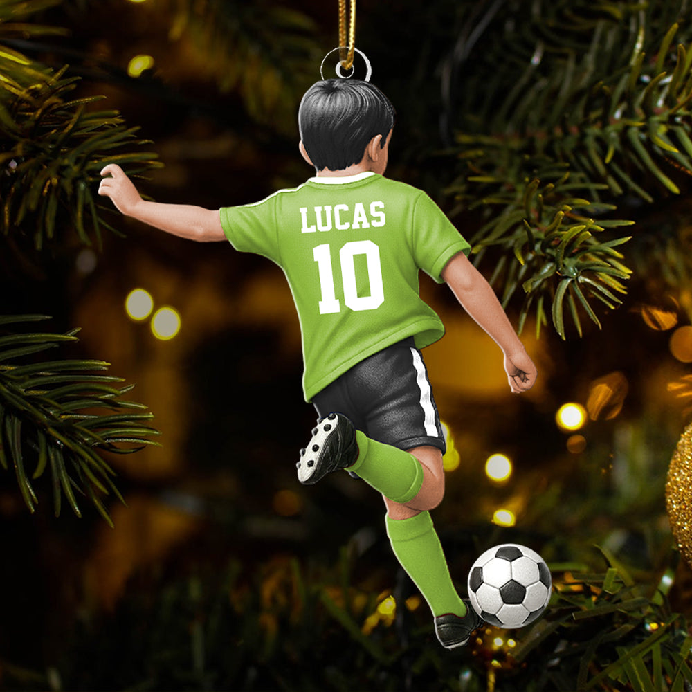 Personalized Little Boy/Girl/Kid Soccer Players Acrylic Christmas Ornament - Gift For Soccer Lovers Hv01