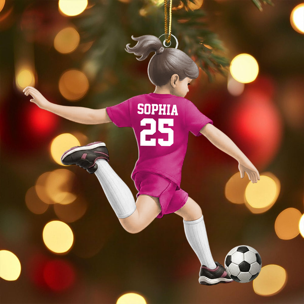 Personalized Little Boy/Girl/Kid Soccer Players Acrylic Christmas Ornament - Gift For Soccer Lovers Hv01