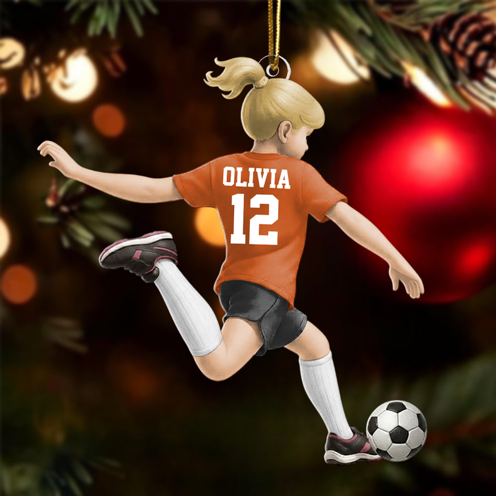 Personalized Little Boy/Girl/Kid Soccer Players Acrylic Christmas Ornament - Gift For Soccer Lovers Hv01