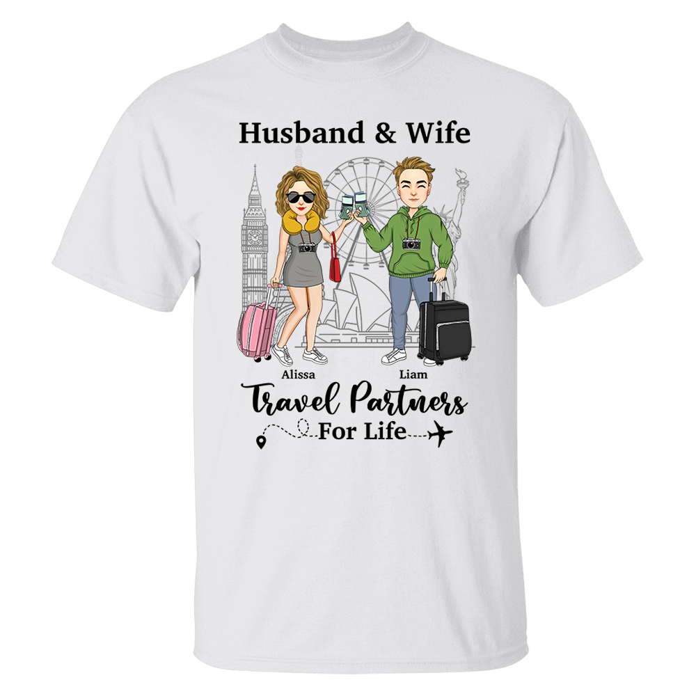 Travel Couple Travel Partners For Life - Couple Gift - Personalized Traveling Shirt Pa00
