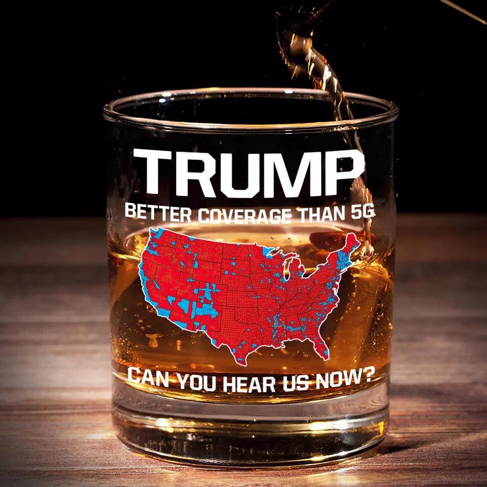 Trump Better Coverage Than 5G Whiskey Glass, President Trump 47th President Whiskey Glass, Trump Vance 24
