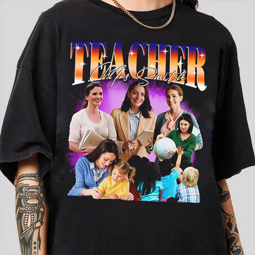 Custom Teacher Bootleg Shirt 90s Vintage Bootleg Custom Face Personalized T Shirt