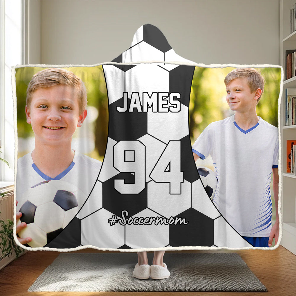 Custom Name & Photo Soccer Mom - Personalized Photo Wearable Blanket Hoodie Tu20
