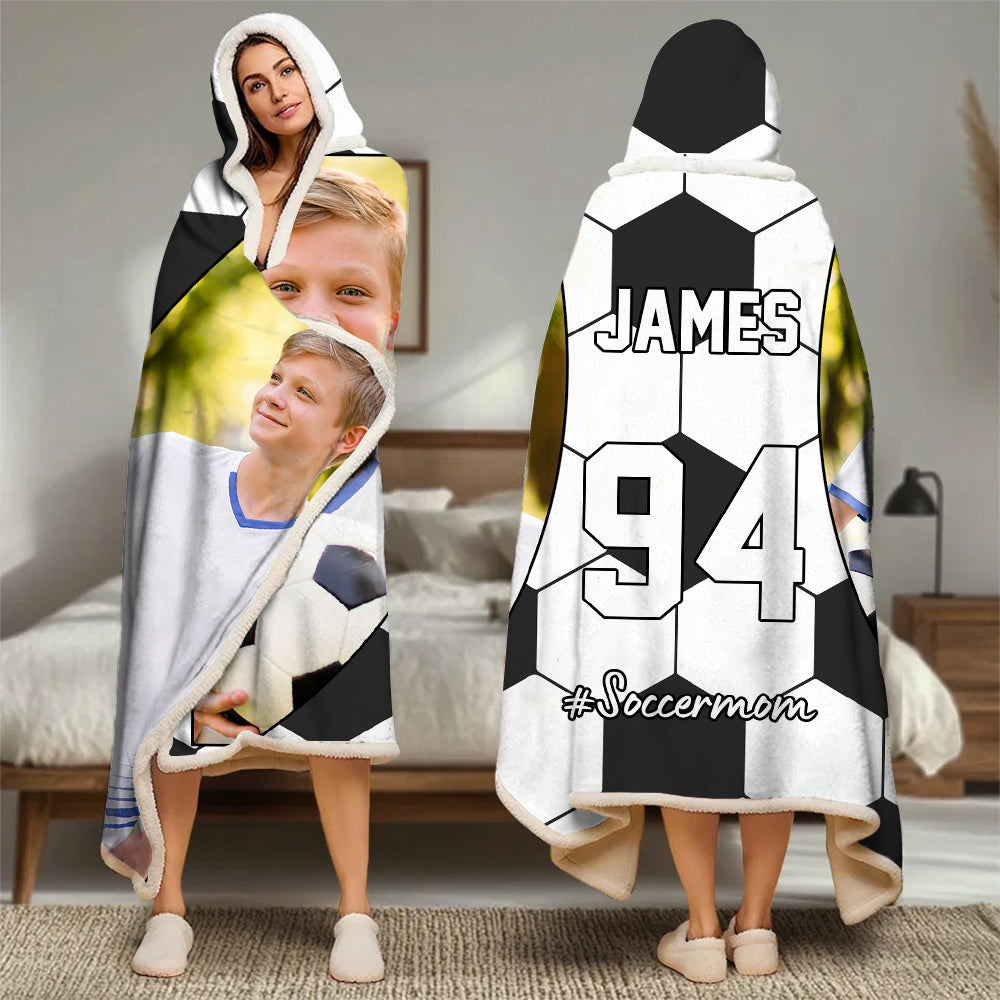 Custom Name & Photo Soccer Mom - Personalized Photo Wearable Blanket Hoodie Tu20