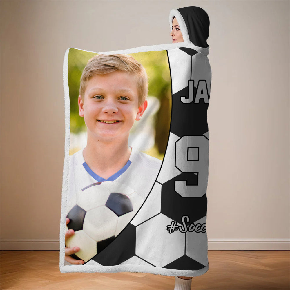 Custom Name & Photo Soccer Mom - Personalized Photo Wearable Blanket Hoodie Tu20