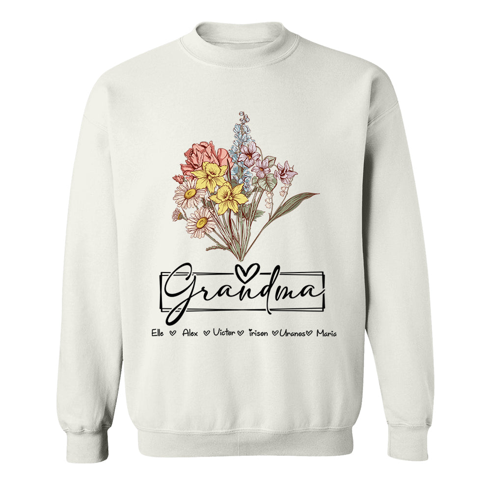 Personalized Wildflower Grandma And Kids Name Shirt - Mother's Day Gift