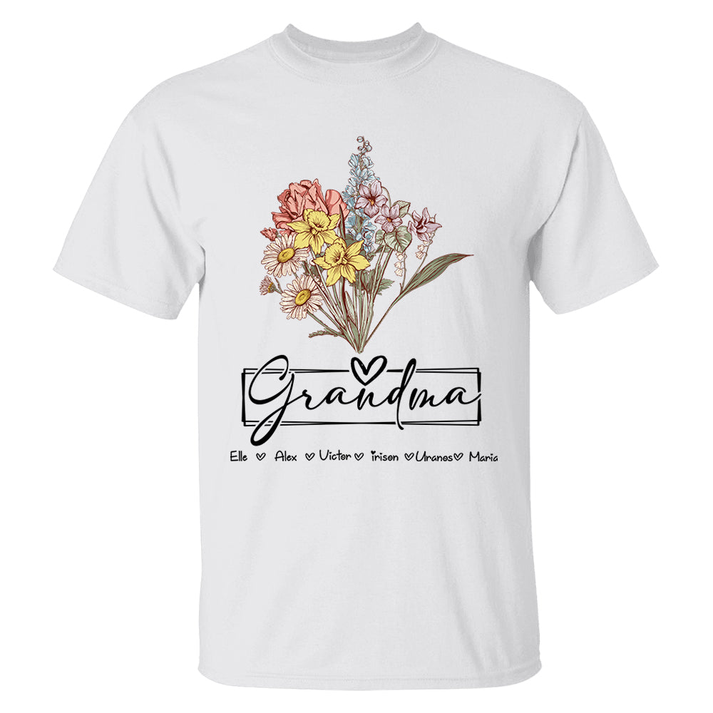 Personalized Wildflower Grandma And Kids Name Shirt - Mother's Day Gift