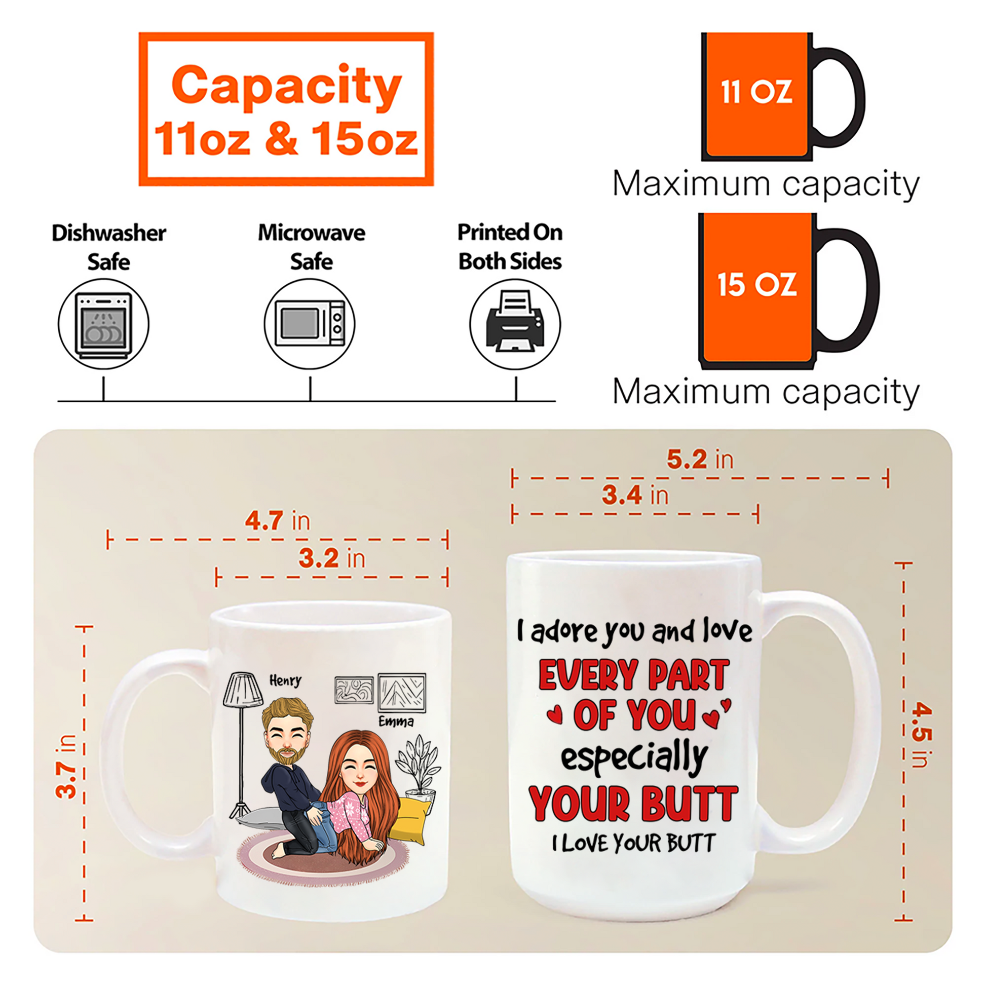 I Adore You, Couple Gift, Personalized Mug, Christmas Funny Couple Mug, Valentine's Gift Pa00