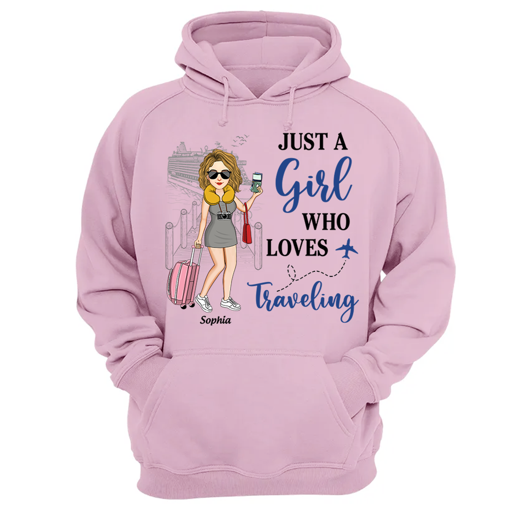 Just A Girl Who Loves Traveling - Custom Shirt For Traveling Girl NA04  Pa00