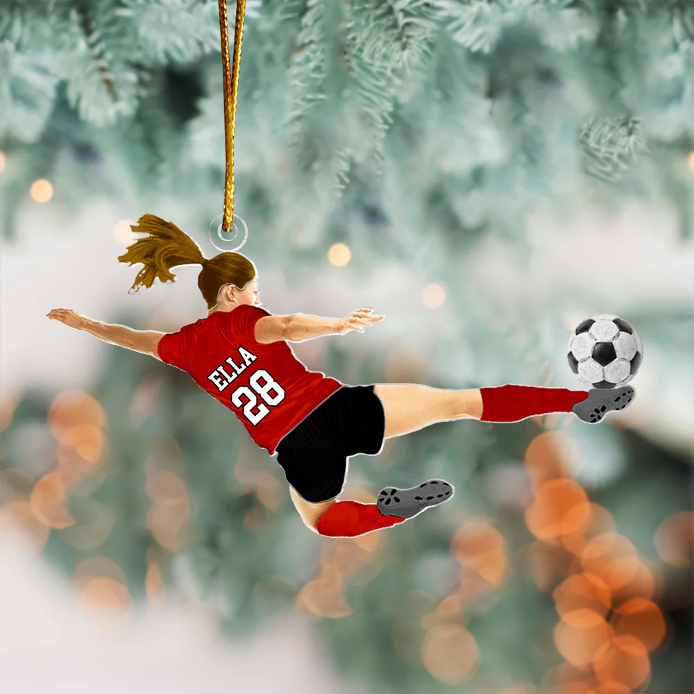 Custom Personalized Girl Soccer Player Acrylic Ornament, Gift For Girl Soccer Players