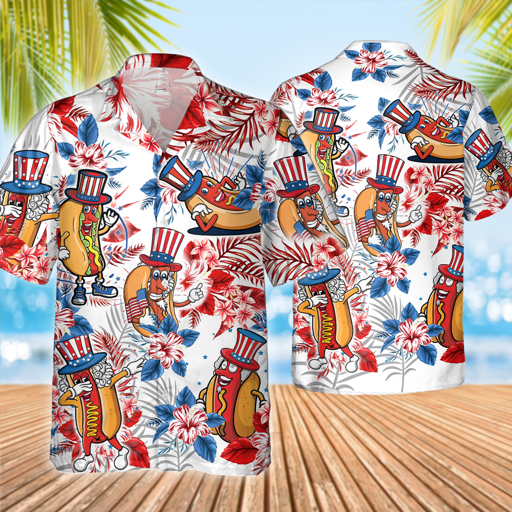 Hotdog Independence Day Tropical Hawaiian Shirt – InterestPod, image size:1000x1000