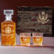 Custom Military Decanter Set Custom Whiskey Decanter Set For Military Veteran Military Retirement Gift K1702
