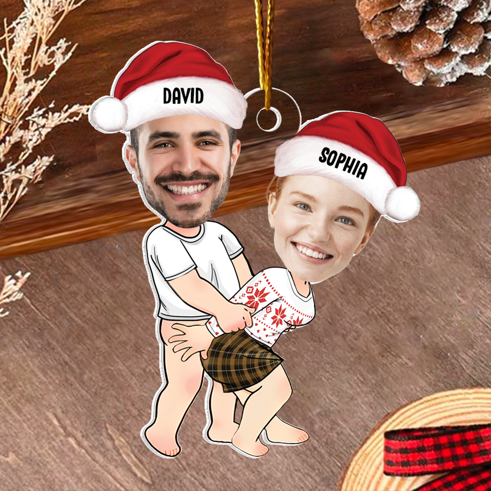 Custom Face Photo Personalized Acrylic Ornament For Couple