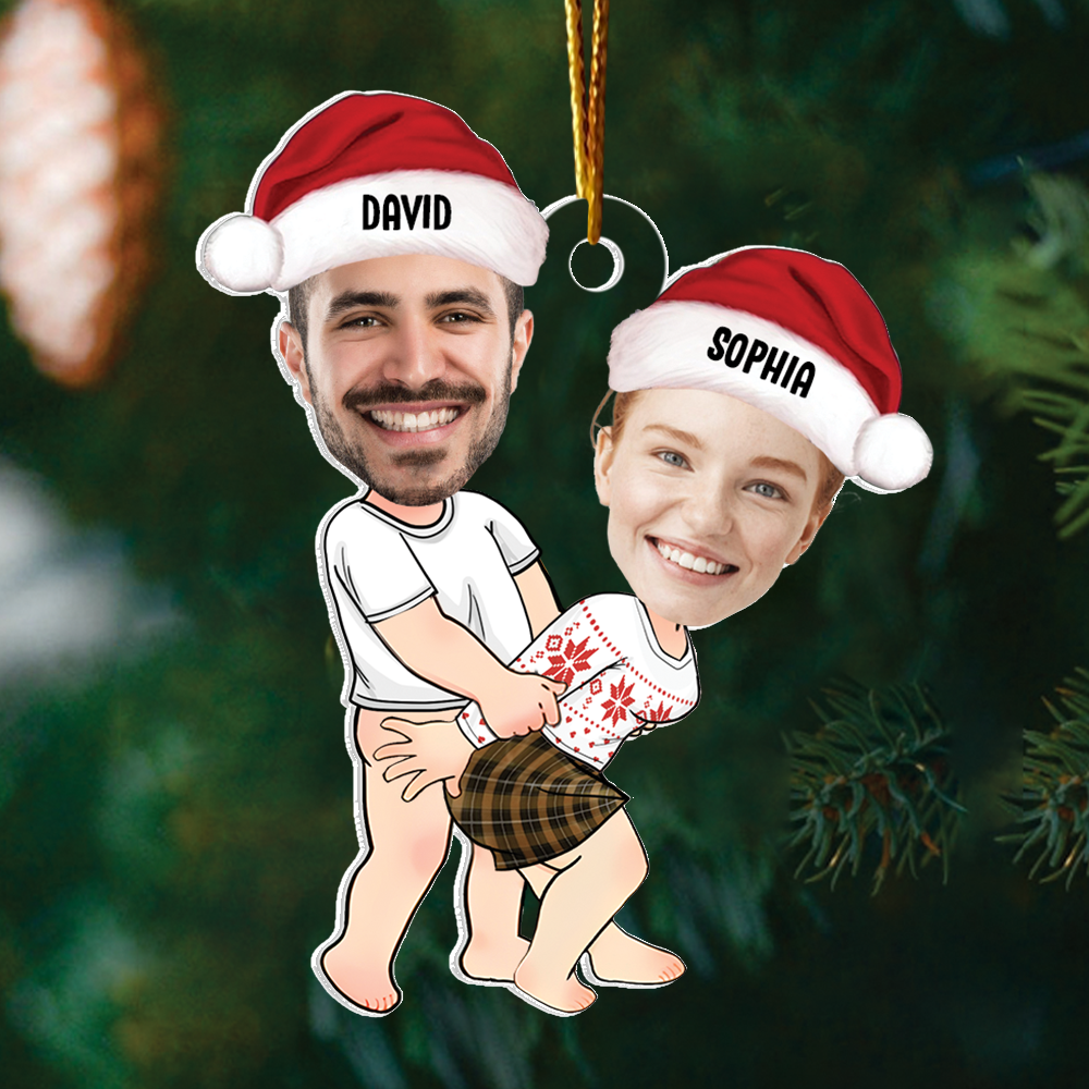 Custom Face Photo Personalized Acrylic Ornament For Couple