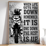 Motocross Poster Canvas When Life Gets You Down Remember It is One Down the Rest is Up Gift For Dirt Bike Rider Motocross Lovers H2511