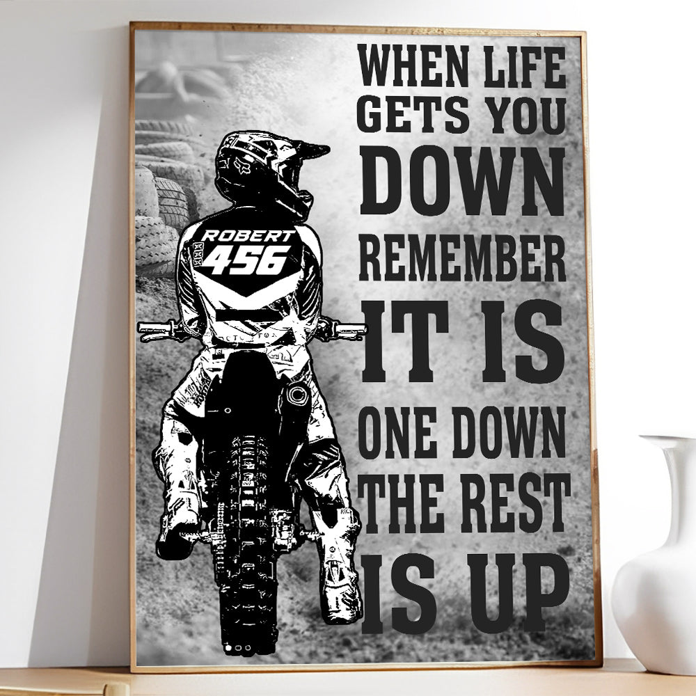 Motocross Poster Canvas When Life Gets You Down Remember It is One Down the Rest is Up Gift For Dirt Bike Rider Motocross Lovers H2511