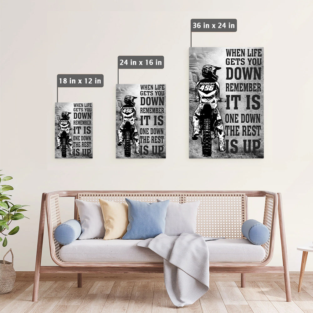 Motocross Poster Canvas When Life Gets You Down Remember It is One Down the Rest is Up Gift For Dirt Bike Rider Motocross Lovers H2511
