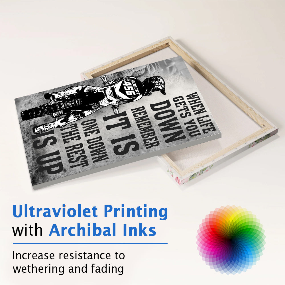 Motocross Poster Canvas When Life Gets You Down Remember It is One Down the Rest is Up Gift For Dirt Bike Rider Motocross Lovers H2511