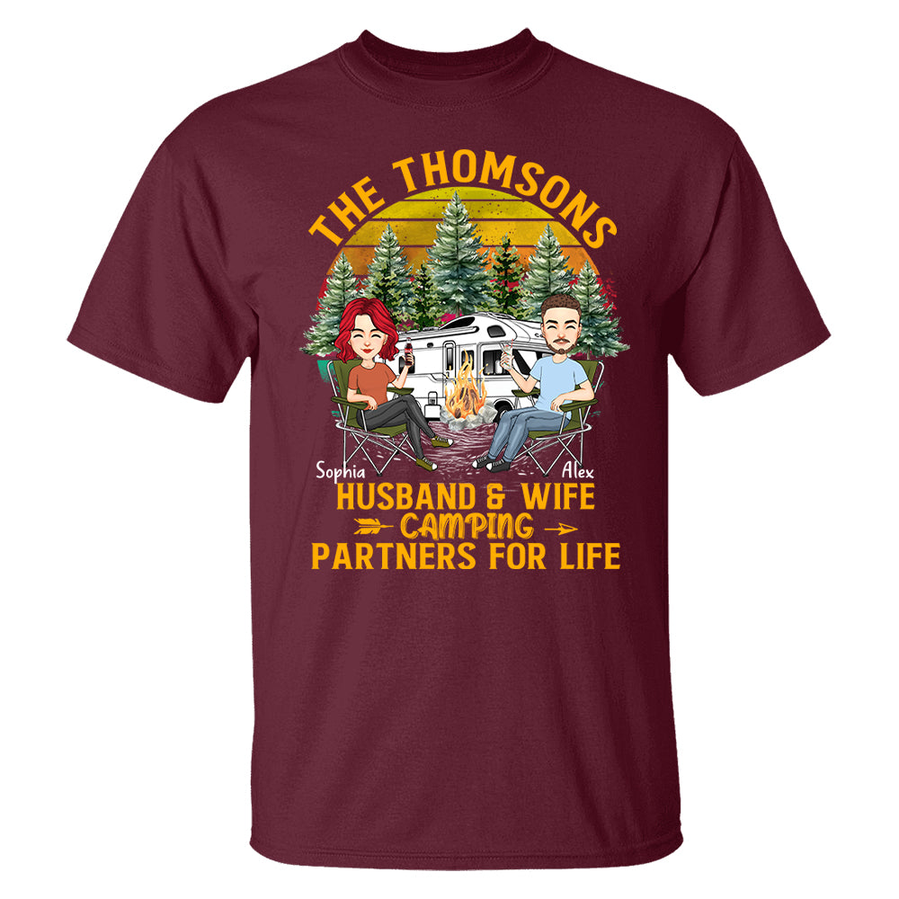 Husband & Wife Camping -  Anniversary, Vacation, Funny Gift For Campers - Personalized Custom Shirt Couples Na04 Tu20