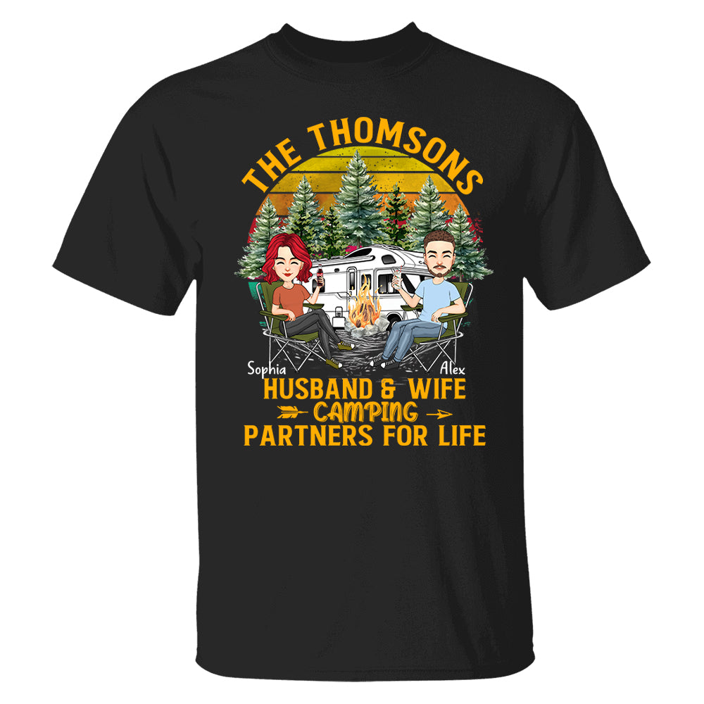 Husband & Wife Camping -  Anniversary, Vacation, Funny Gift For Campers - Personalized Custom Shirt Couples Na04 Tu20